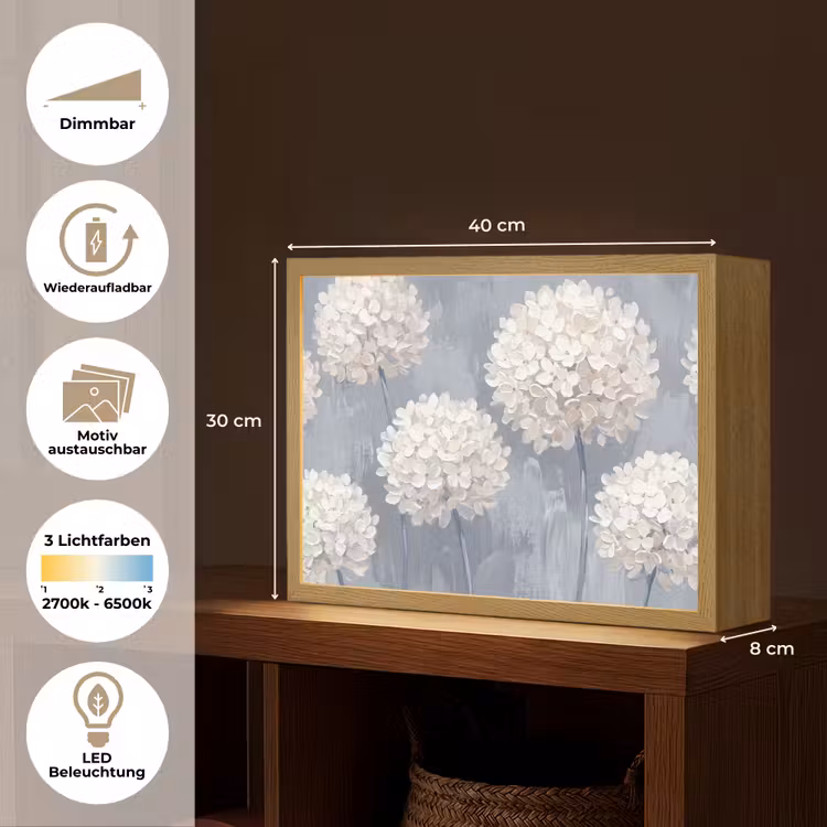 Bloemen - Illustratie - Blauw Light Box met batterij (Wandlamp) middel -USP_websiteoverzichtDE