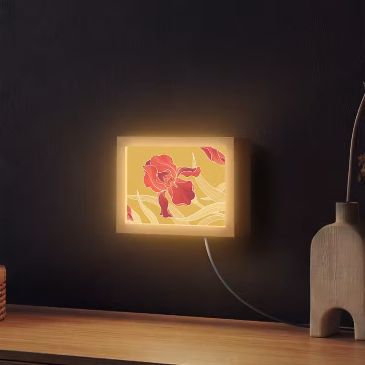 Lightbox - Wandleuchte - Blumen – Illustration – Rot - Bloemen - Illustratie - Rood Light Box met kabel (Wandlamp) klein