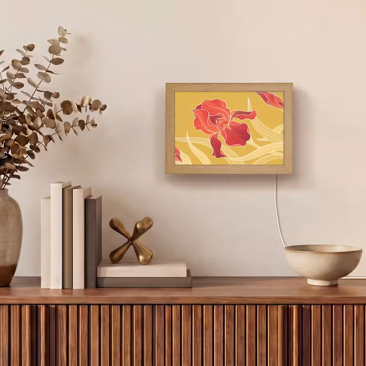 Lightbox - Wandleuchte - Blumen – Illustration – Rot - Bloemen - Illustratie - Rood Light Box met kabel (Wandlamp) klein