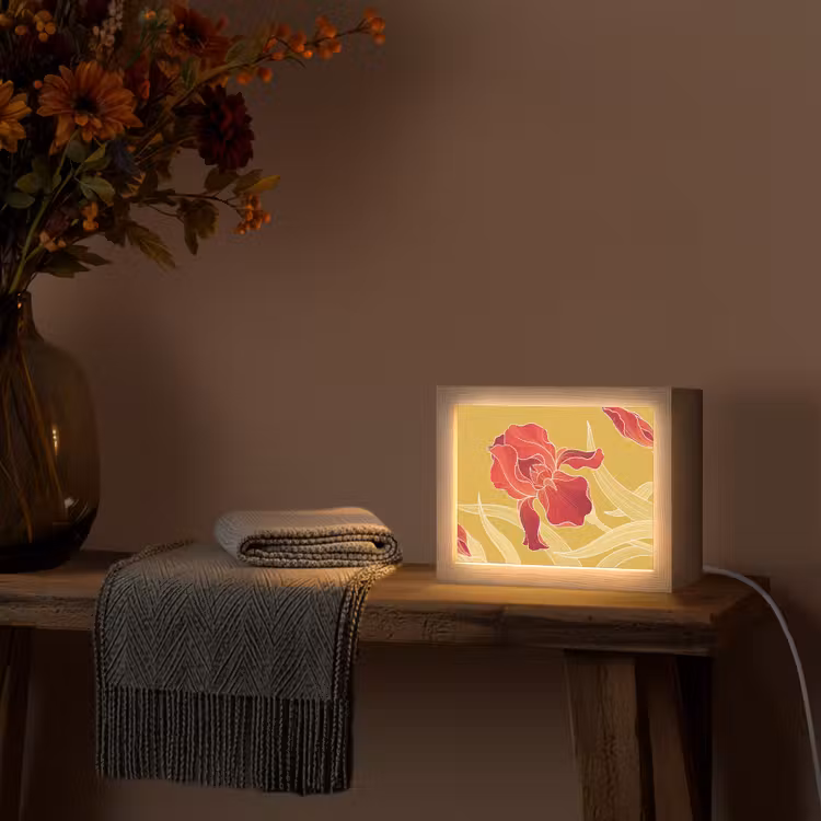 Lightbox - Wandleuchte - Blumen – Illustration – Rot - Bloemen - Illustratie - Rood Light Box met kabel (Wandlamp) klein