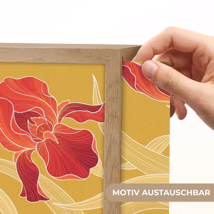 Lightbox - Wandleuchte - Blumen – Illustration – Rot - Bloemen - Illustratie - Rood Light Box met kabel (Wandlamp) klein