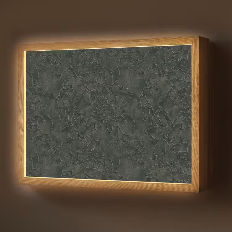 Bloemen - Lijnen - Groen Light Box met batterij (Wandlamp) middel 907 -z3d_website