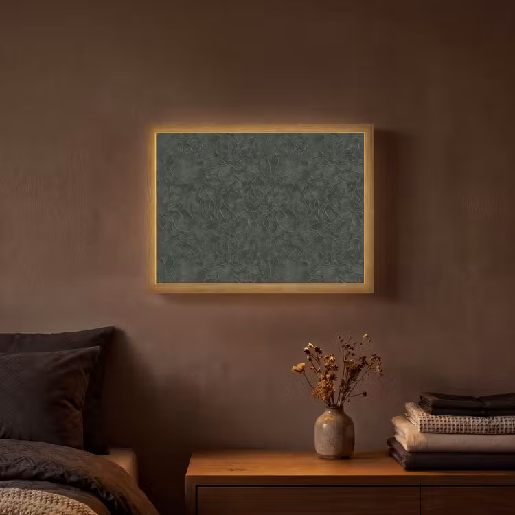 Bloemen - Lijnen - Groen Light Box met batterij (Wandlamp) middel 907 -sfeer4