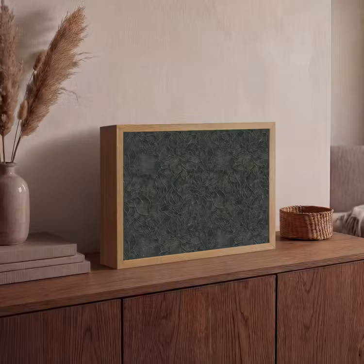 Bloemen - Lijnen - Groen Light Box met batterij (Wandlamp) middel 907 -sfeer2