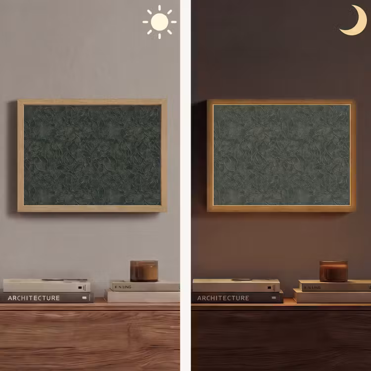 Bloemen - Lijnen - Groen Light Box met batterij (Wandlamp) middel 907 -sfeer3