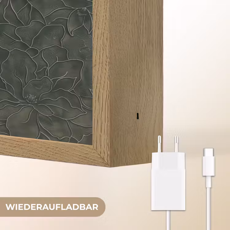 Bloemen - Lijnen - Groen Light Box met batterij (Wandlamp) middel 907 -USP_websiteoplaadbaarDE