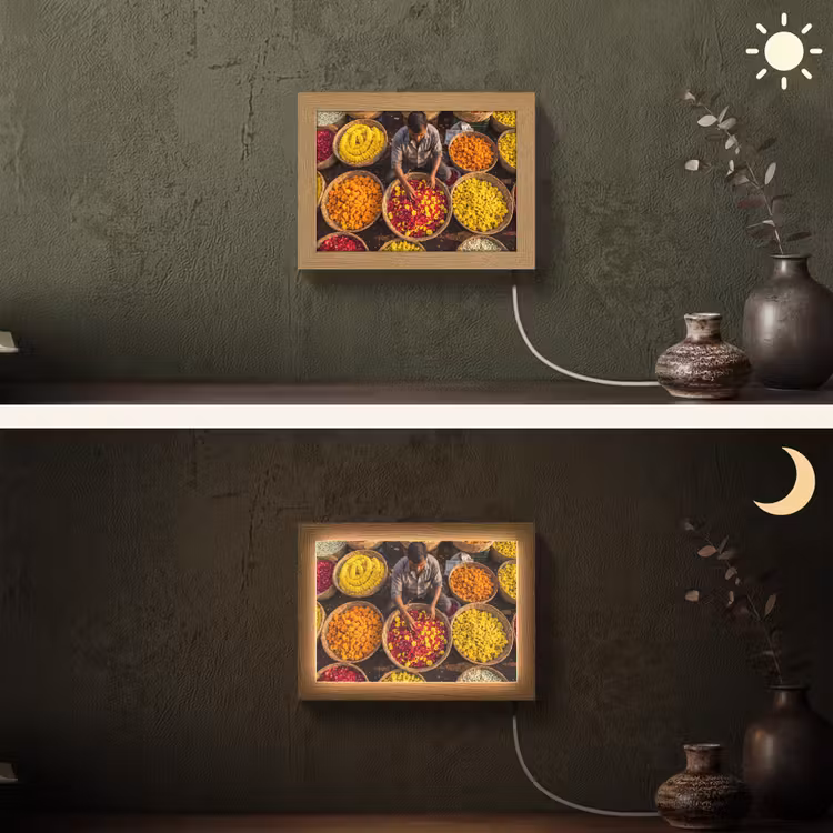 Lightbox - Wandleuchte - Blumen – Markt – Bunt - Bloemen - Markt - Kleurrijk Light Box met kabel (Wandlamp) klein