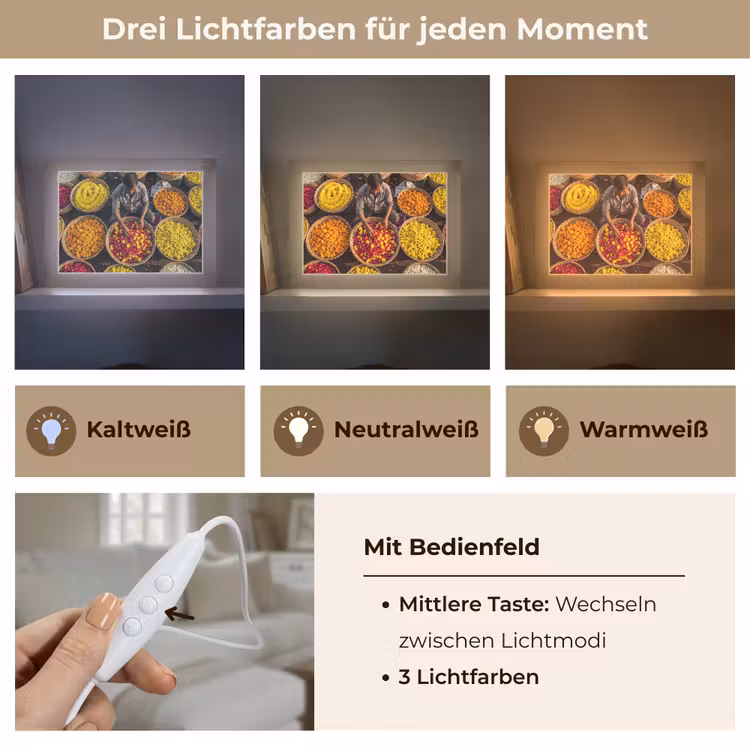 Lightbox - Wandleuchte - Blumen – Markt – Bunt - Bloemen - Markt - Kleurrijk Light Box met kabel (Wandlamp) klein