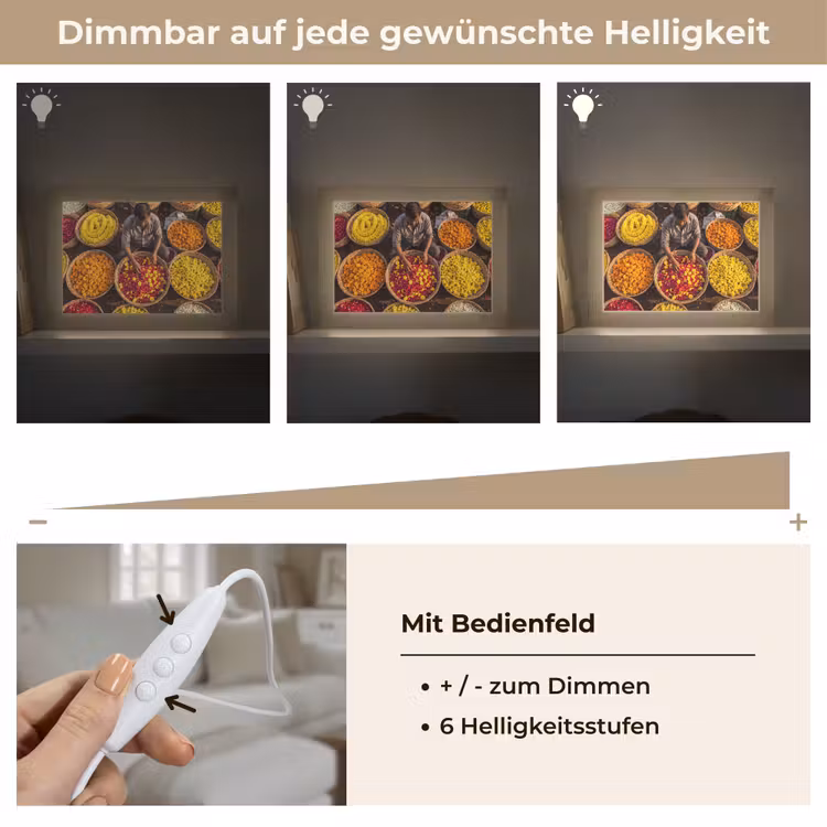 Lightbox - Wandleuchte - Blumen – Markt – Bunt - Bloemen - Markt - Kleurrijk Light Box met kabel (Wandlamp) klein