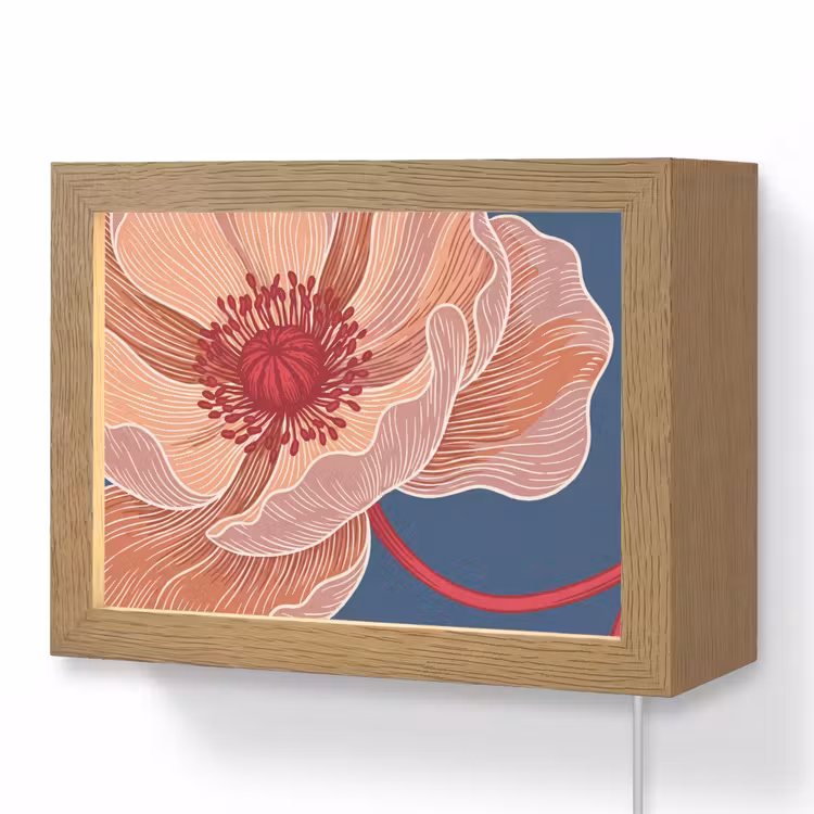 Lightbox - Wandleuchte - Blumen – Modern – Abstrakt - Bloemen - Modern - Abstract Light Box met kabel (Wandlamp) klein