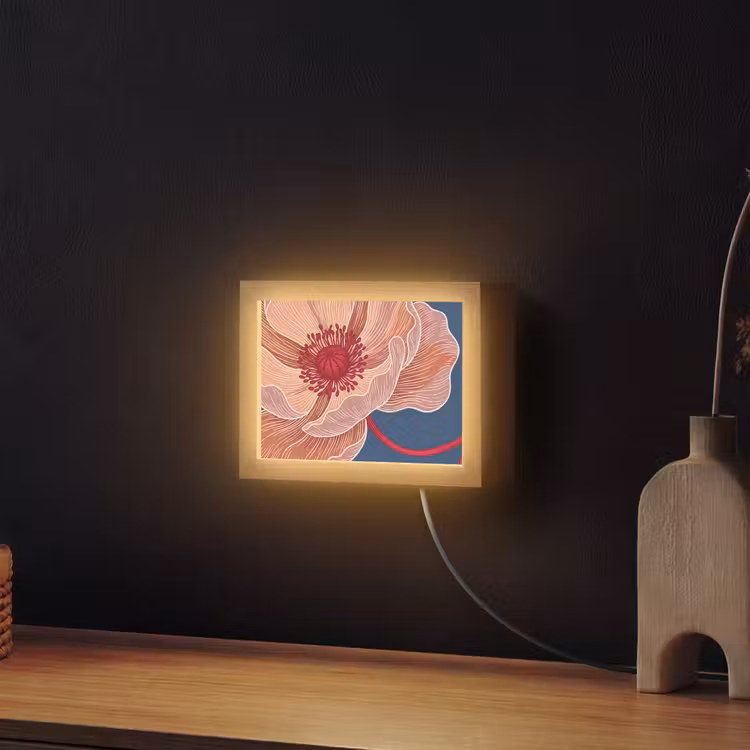 Lightbox - Wandleuchte - Blumen – Modern – Abstrakt - Bloemen - Modern - Abstract Light Box met kabel (Wandlamp) klein
