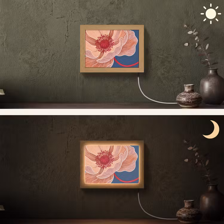 Lightbox - Wandleuchte - Blumen – Modern – Abstrakt - Bloemen - Modern - Abstract Light Box met kabel (Wandlamp) klein