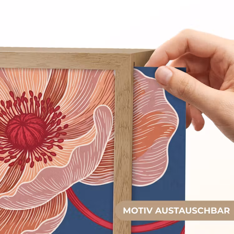Lightbox - Wandleuchte - Blumen – Modern – Abstrakt - Bloemen - Modern - Abstract Light Box met kabel (Wandlamp) klein