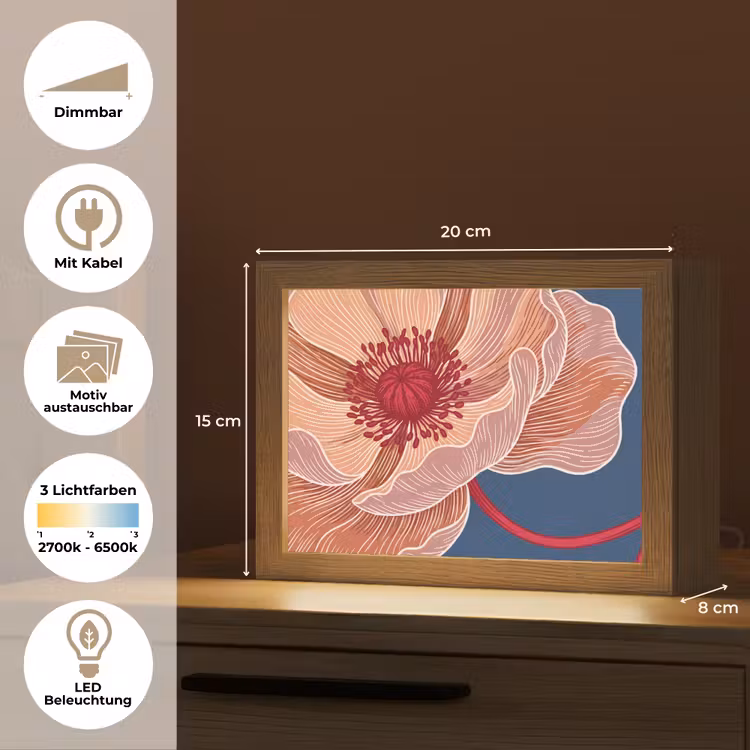 Lightbox - Wandleuchte - Blumen – Modern – Abstrakt - Bloemen - Modern - Abstract Light Box met kabel (Wandlamp) klein