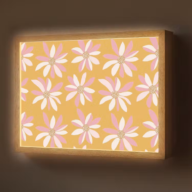 Bloemen - Modern - Geel Light Box met batterij (Wandlamp) middel 907 -z3d_website