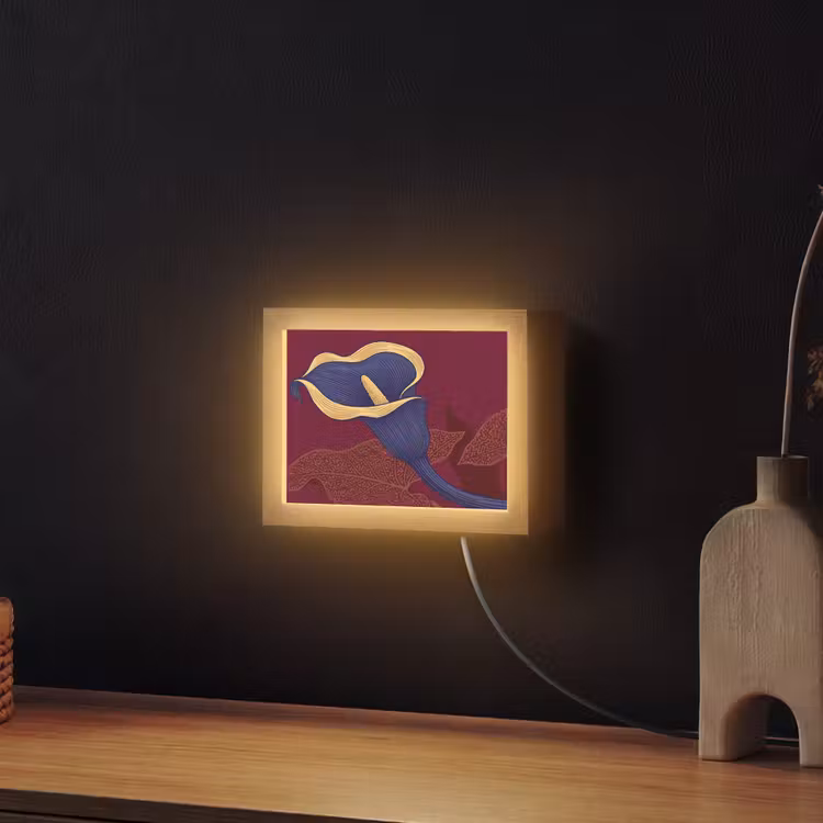 Lightbox - Wandleuchte - Blumen – Modern – Lila - Bloemen - Modern - Paars Light Box met kabel (Wandlamp) klein