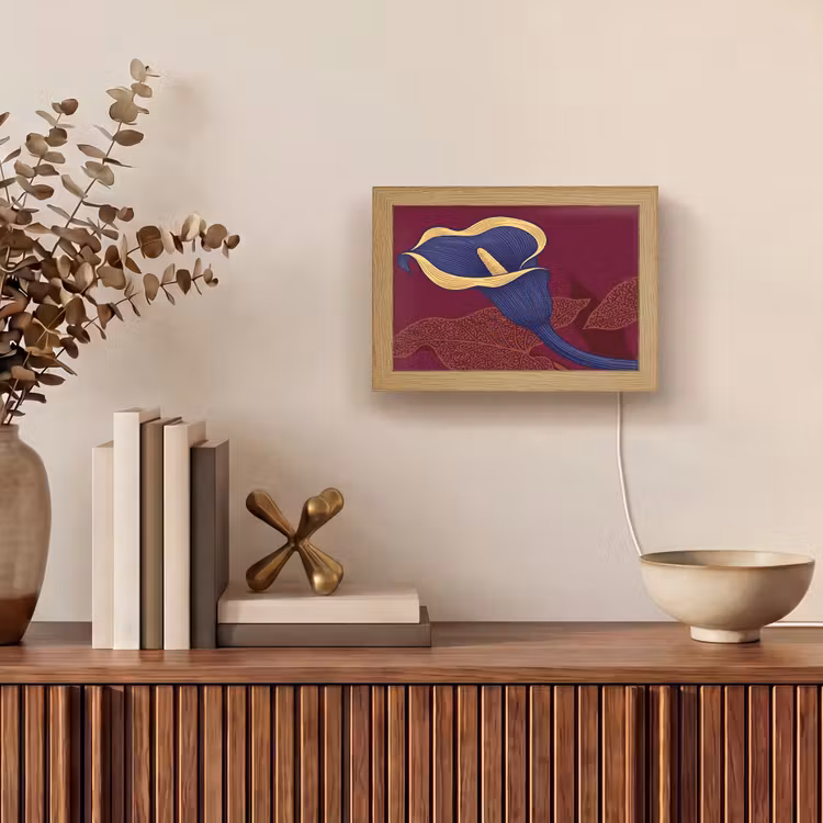 Lightbox - Wandleuchte - Blumen – Modern – Lila - Bloemen - Modern - Paars Light Box met kabel (Wandlamp) klein