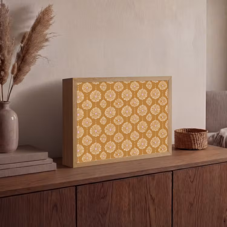 Bloemen - Modern - Oker Light Box met batterij (Wandlamp) middel 907 -sfeer2
