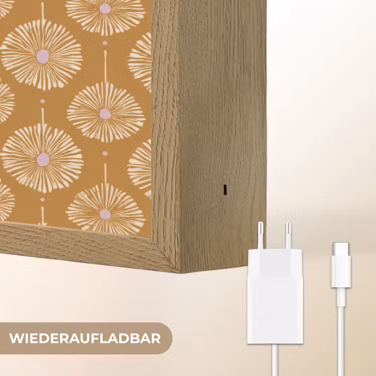 Bloemen - Modern - Oker Light Box met batterij (Wandlamp) middel 907 -USP_websiteoplaadbaarDE