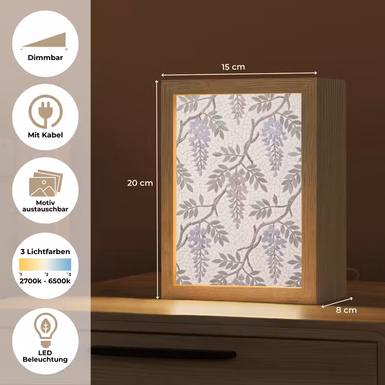 Bloemen - Mozaïek - Natuur - Patroon - Paars Light Box met kabel (Wandlamp) klein -USP_websiteoverzichtDE