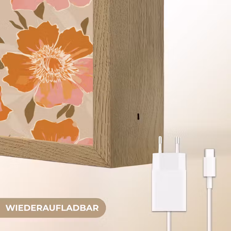 Bloemen - Motief - Retro Light Box met batterij (Wandlamp) middel 907 -USP_websiteoplaadbaarDE