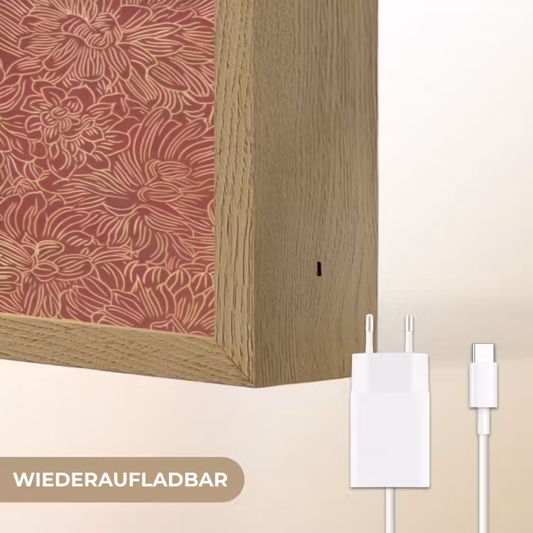 Bloemen - Motief - Rood Light Box met batterij (Wandlamp) middel 907 -USP_websiteoplaadbaarDE