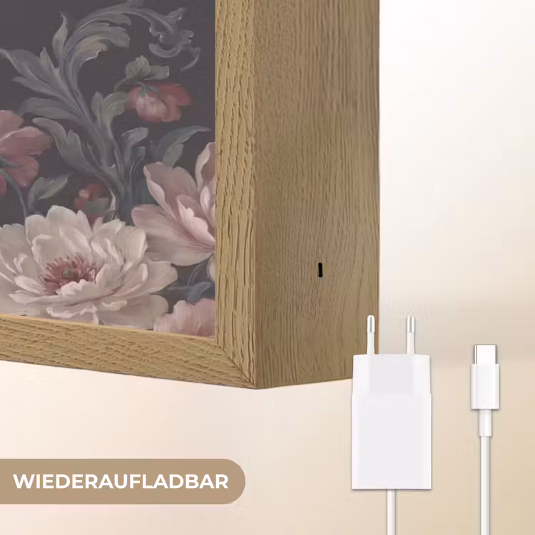 Bloemen - Patroon - Sierlijk - Roze - Donker Light Box met batterij (Wandlamp) middel -USP_websiteoplaadbaarDE
