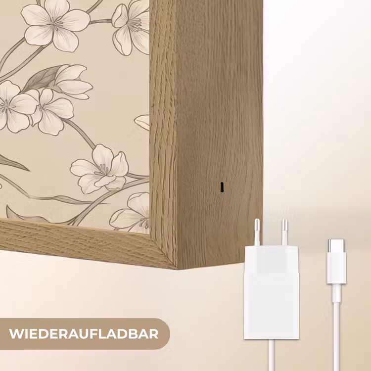 Bloemen - Patroon - Beige Light Box met batterij (Wandlamp) middel -USP_websiteoplaadbaarDE