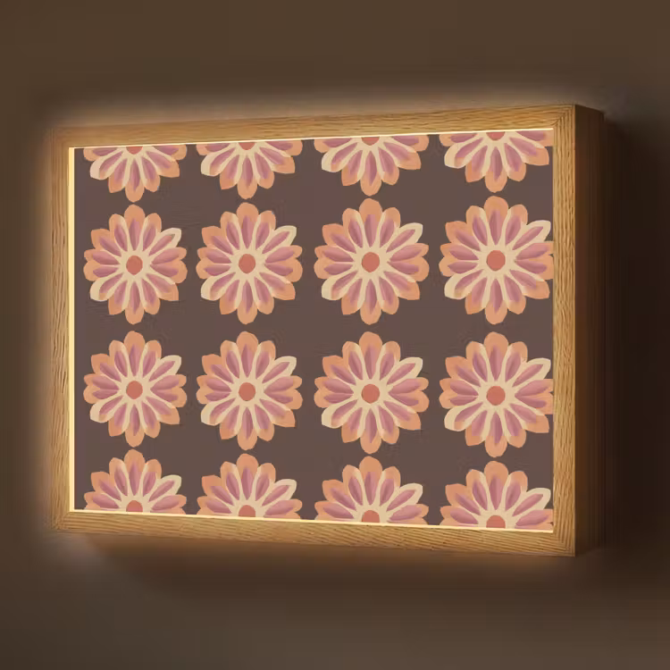 Bloemen - Patroon - Bruin Light Box met batterij (Wandlamp) middel 907 -z3d_website