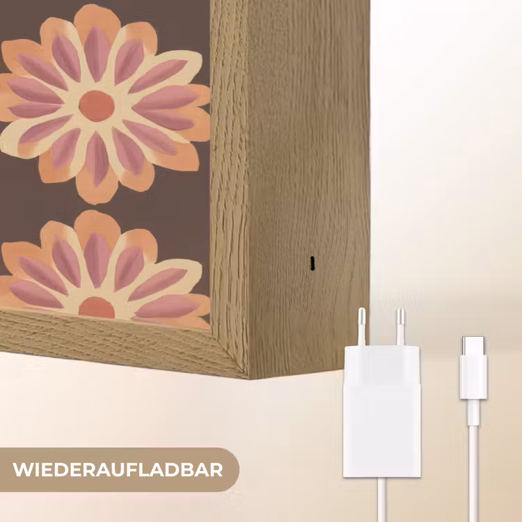 Bloemen - Patroon - Bruin Light Box met batterij (Wandlamp) middel 907 -USP_websiteoplaadbaarDE