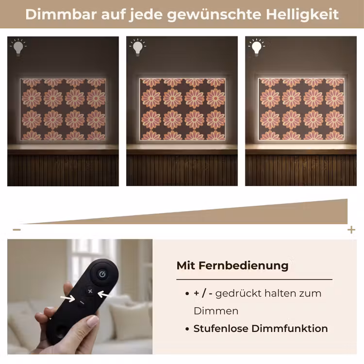 Bloemen - Patroon - Bruin Light Box met batterij (Wandlamp) middel 907 -USP_dimbaarDE