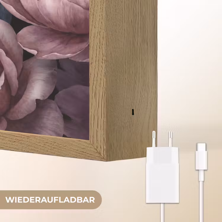 Bloemen - Patroon - Donker - Botanisch - Paars Light Box met batterij (Wandlamp) middel -USP_websiteoplaadbaarDE