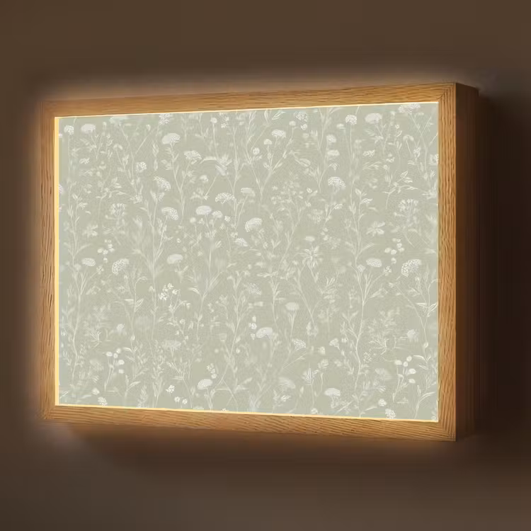 Bloemen - Patroon - Groen Light Box met batterij (Wandlamp) middel 907 -z3d_website