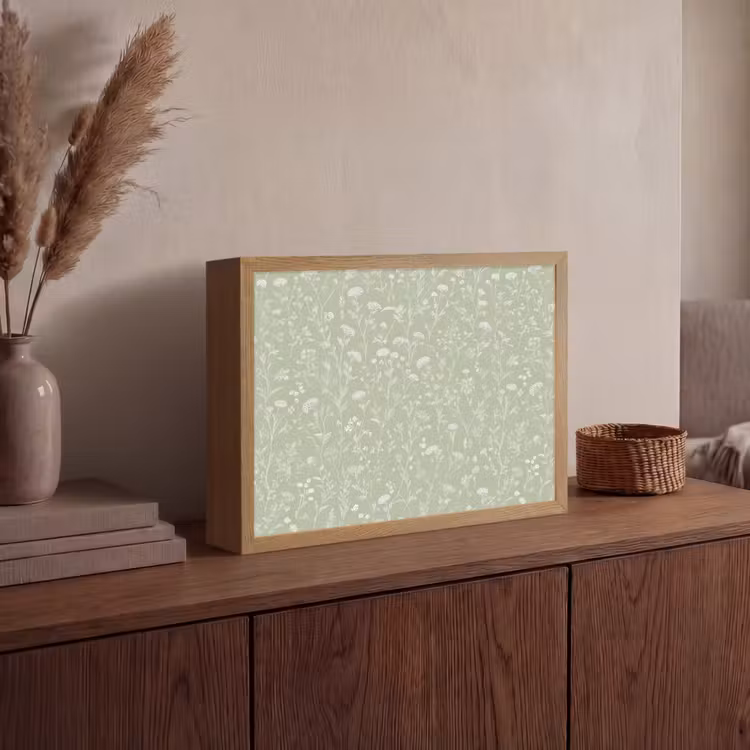 Bloemen - Patroon - Groen Light Box met batterij (Wandlamp) middel 907 -sfeer2