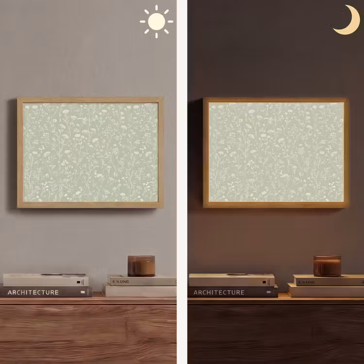 Bloemen - Patroon - Groen Light Box met batterij (Wandlamp) middel 907 -sfeer3