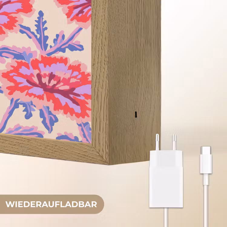 Bloemen - Patroon - Meerkleurig Light Box met batterij (Wandlamp) middel 907 -USP_websiteoplaadbaarDE