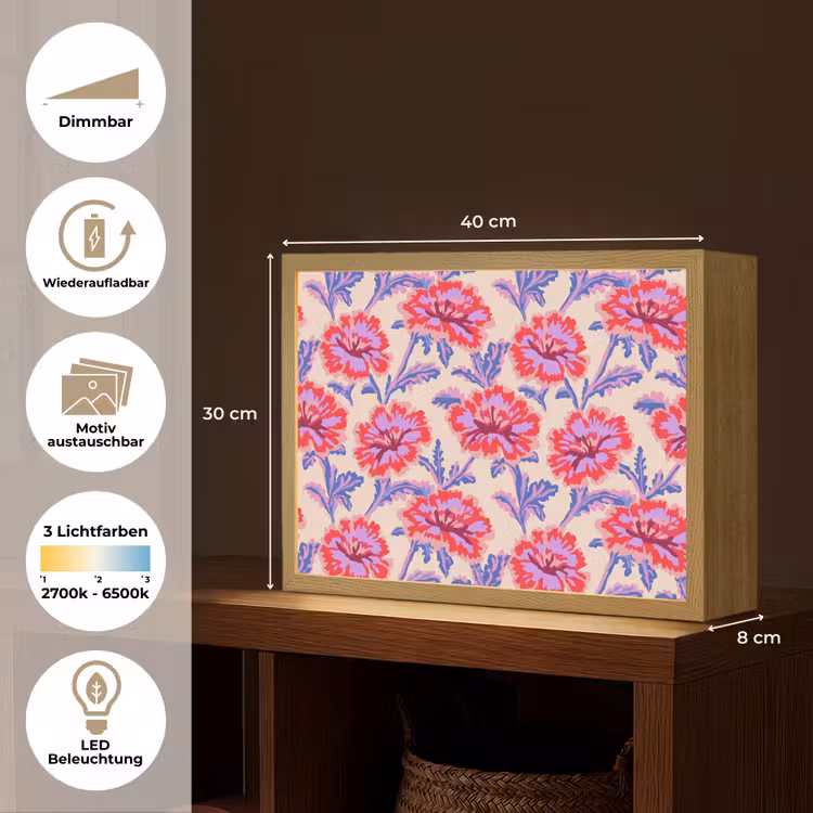 Bloemen - Patroon - Meerkleurig Light Box met batterij (Wandlamp) middel 907 -USP_websiteoverzichtDE