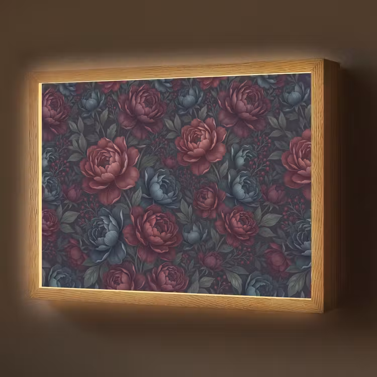 Bloemen - Patroon - Natuur - Klassiek - Donker Light Box met batterij (Wandlamp) middel -z3d_website