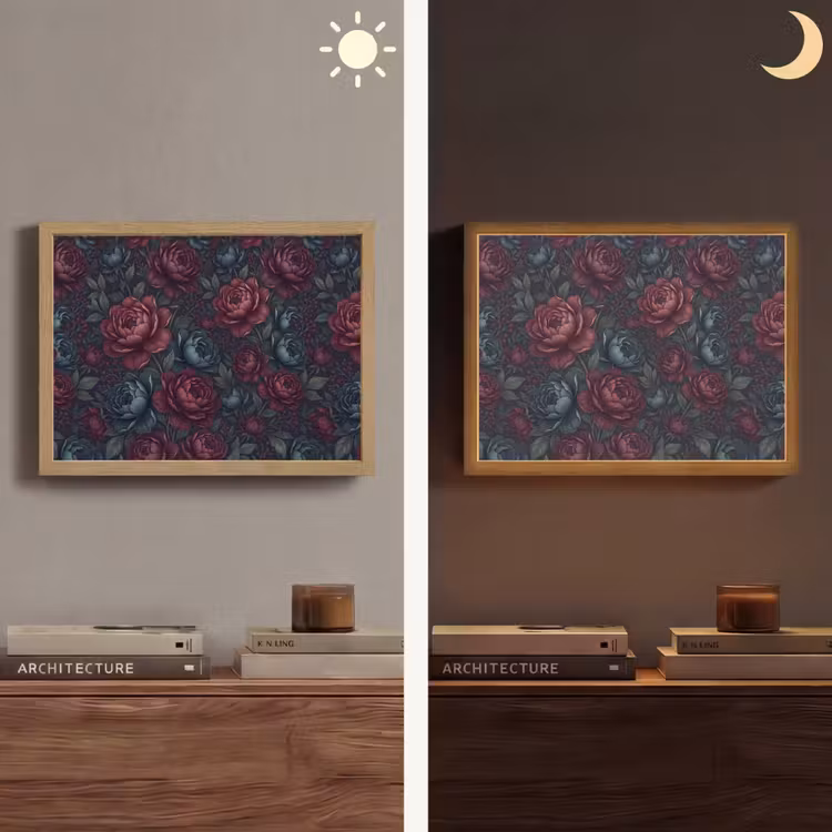 Bloemen - Patroon - Natuur - Klassiek - Donker Light Box met batterij (Wandlamp) middel -sfeer3