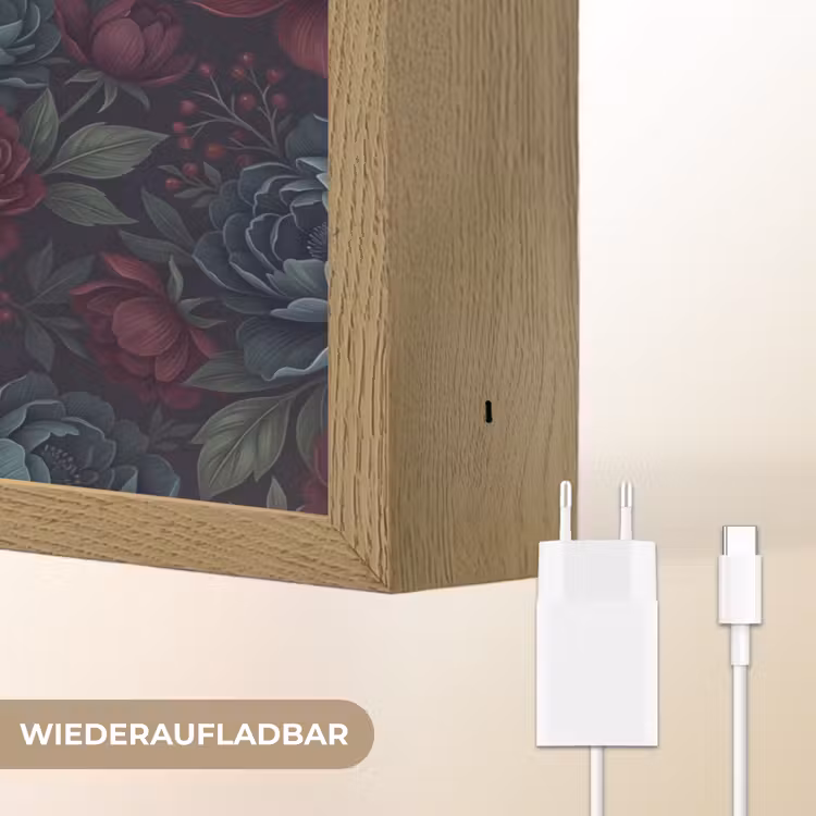 Bloemen - Patroon - Natuur - Klassiek - Donker Light Box met batterij (Wandlamp) middel -USP_websiteoplaadbaarDE