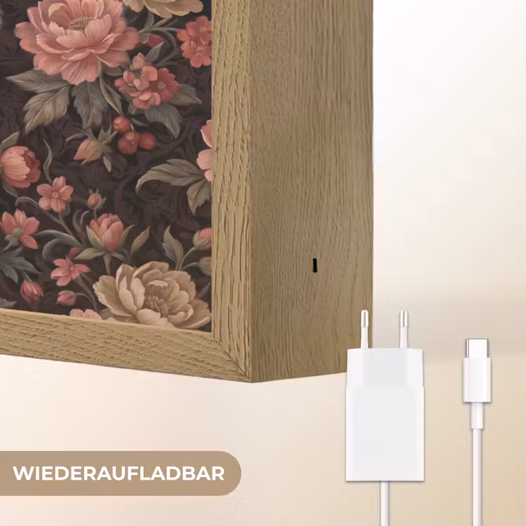 Bloemen - Patroon - Natuur - Vintage - Roze Light Box met batterij (Wandlamp) middel -USP_websiteoplaadbaarDE