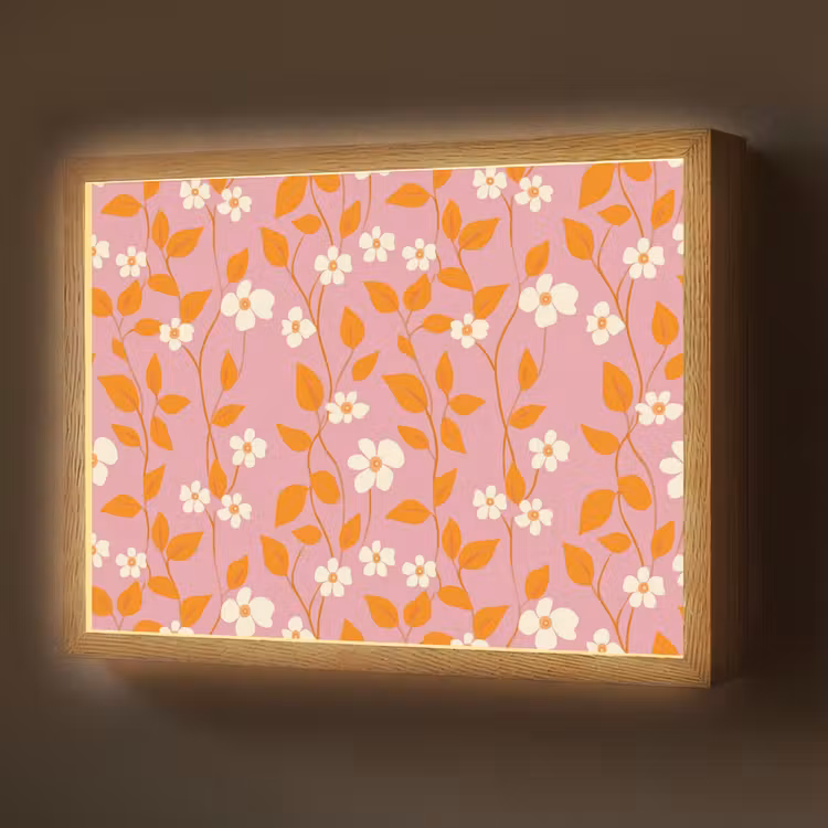 Bloemen - Patroon - Oranje Light Box met batterij (Wandlamp) middel 907 -z3d_website