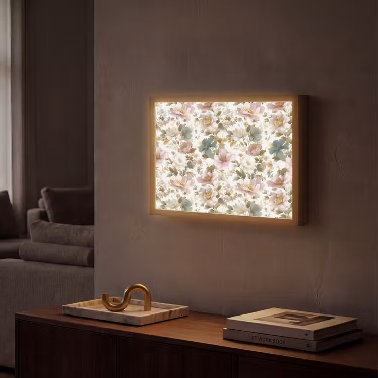 Bloemen - Patroon - Pastel Light Box met batterij (Wandlamp) middel 907 -sfeer1