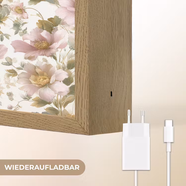 Bloemen - Patroon - Pastel Light Box met batterij (Wandlamp) middel 907 -USP_websiteoplaadbaarDE