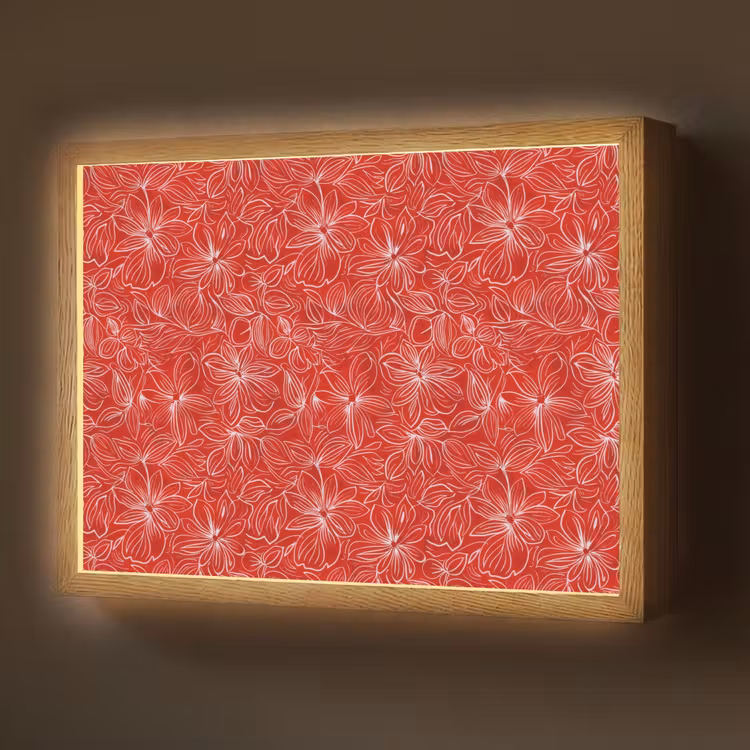 Bloemen - Patroon - Rood Light Box met batterij (Wandlamp) middel 907 -z3d_website