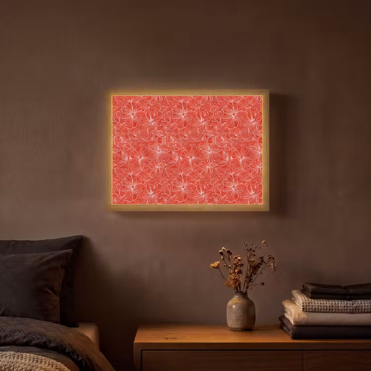 Bloemen - Patroon - Rood Light Box met batterij (Wandlamp) middel 907 -sfeer4
