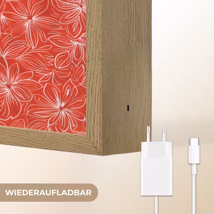 Bloemen - Patroon - Rood Light Box met batterij (Wandlamp) middel 907 -USP_websiteoplaadbaarDE