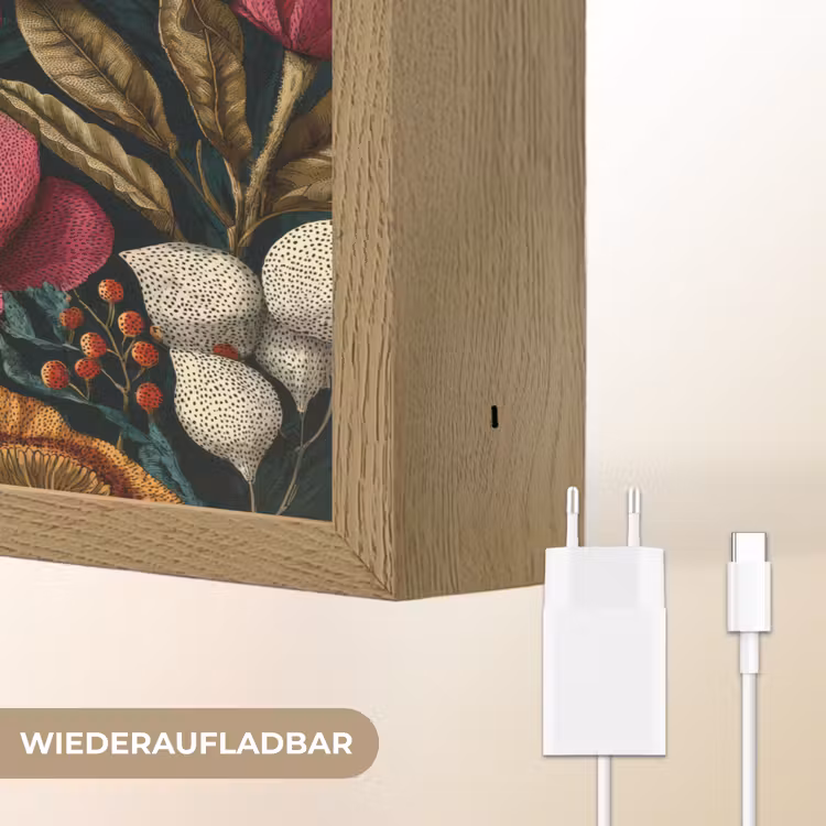 Bloemen - Patroon - Rood - Goud Light Box met batterij (Wandlamp) middel 907 -USP_websiteoplaadbaarDE