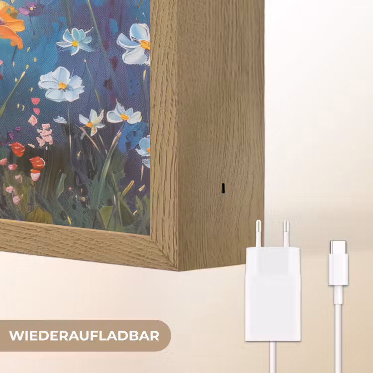 Bloemen - Natuur - Waterverf - Kunst Light Box met batterij (Wandlamp) middel -USP_websiteoplaadbaarDE
