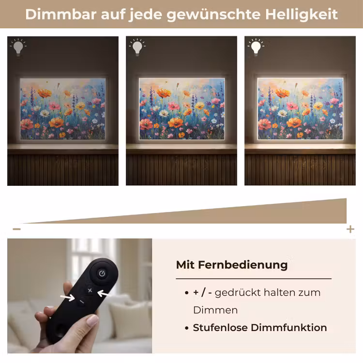 Bloemen - Natuur - Waterverf - Kunst Light Box met batterij (Wandlamp) middel -USP_dimbaarDE